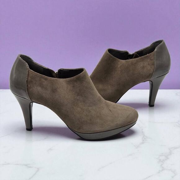 Bandolino Cardinal 11M "Gray" Suede Zippered Ankle Bootie Boots Shoes 3.5" heel - Picture 8 of 16